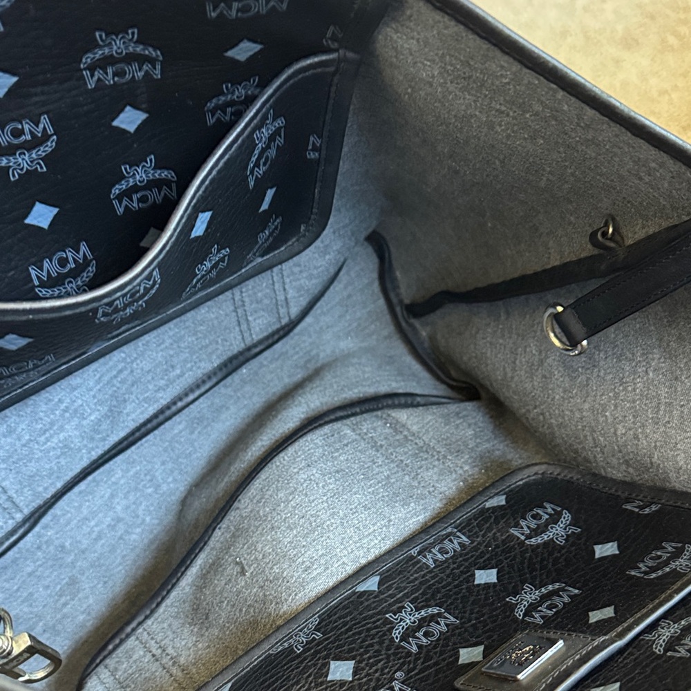 MCM Black and Gray Monogram Tote - Picture 3 of 4